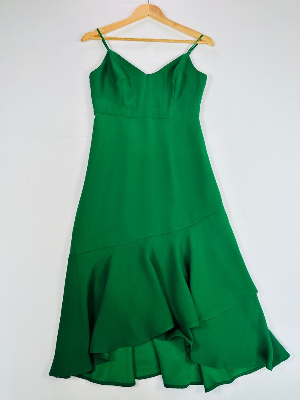 Banana Republic Emerald Green Ruffle-Hem Midi Dress 0 Petite
